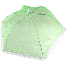 Сітка парасолька на стіл для захисту їжі від мух та ос 60х60 см салатовий, фото 3