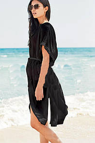 Шикарне коротке чорне пляжне плаття парео туніка, розмір універсальний 42-46
