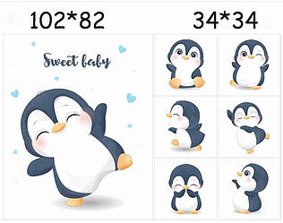 Набір панелей з сатину "Пінгвіни"