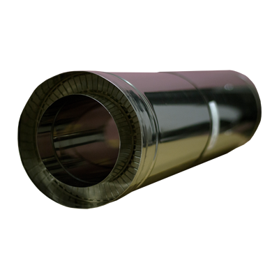 Труба-подовжувач 0,5 - 1 м на димохід Ø 150/220 мм Versia-Lux двостінна нерж/нерж 1 мм
