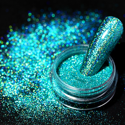 Дзеркальна пудра з голографічним ефектом 2 г, блакитна, фото 1