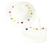Детский набор для девочки соломенная шляпа и сумочка