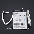 Срібні сережки з камінням V подібні чернені. Кульчики срібло 925 великі, фото 8