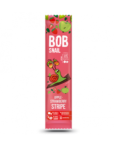 Натуральні Яблучно-Полуничні Страйпс ТМ BOB SNAIL пастила без цукру Равлик Боб