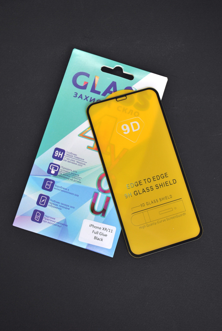 Захисне скло iPhone XR / 11 Full Glue Black 4you