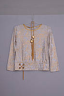 Л-341 блуза нарядна, блузон для дівчинки з довгим рукавом розмір 116 122