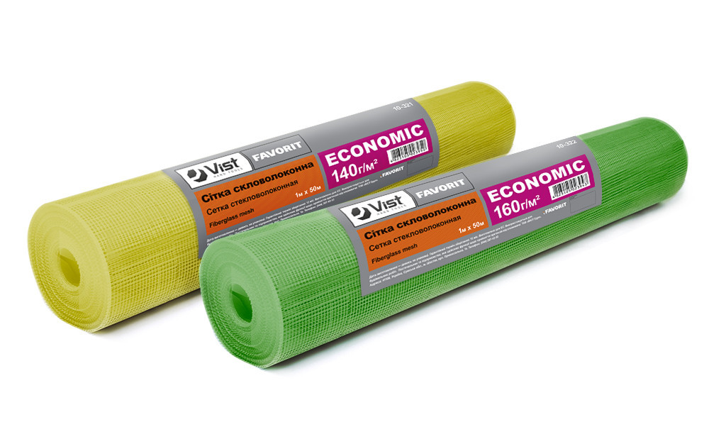 Сітка скловолоконна Favorit STANDARD жовта 140 г/м² 1 х 50 м (10-323)