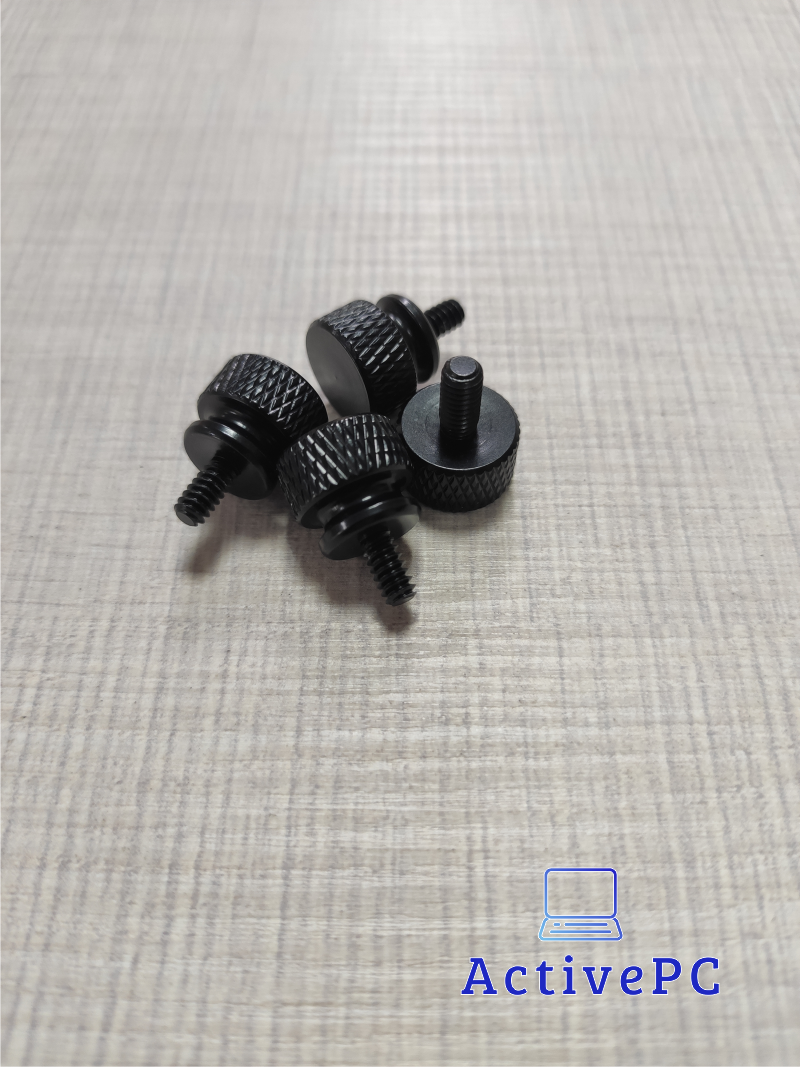 Гвинт для кріплення корпусу БЖ ПК PSU 6/32 6мм накатка алюм. 4шт чорний