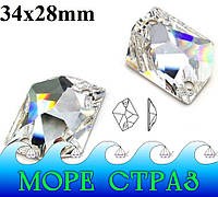 Пришивные стразы космик Clear Crystal 34х28мм ювелирное стекло премиум ломанный ромб бесцветный Premium