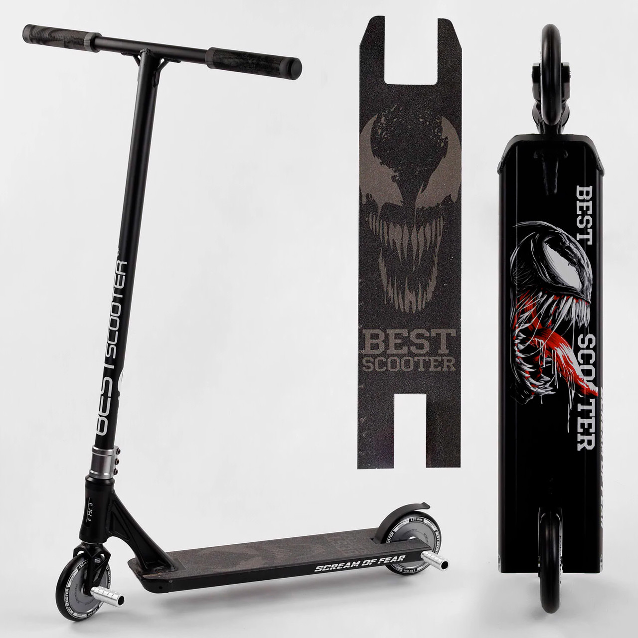 Самокат трюковий Best Scooter SIMBIOTE HIC-система, пегі, алюмінієві диски і дека Чорний (61375)