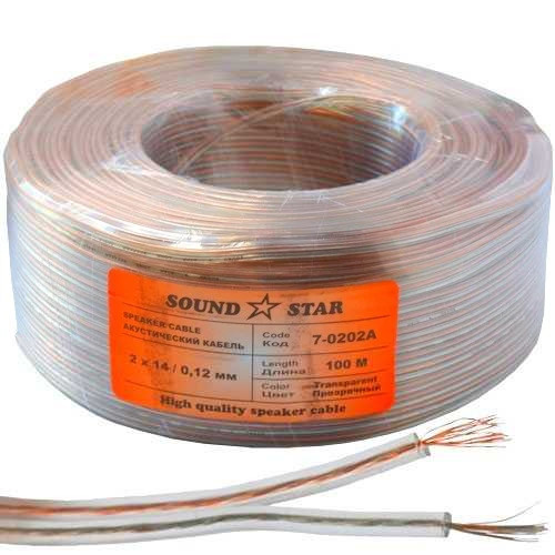 Кабель акустичний 2х0.16мм2, CCA, прозорий, 100м, Sound Star