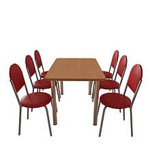 Комплект меблів для кафе: стіл обідній Хром + 6 стільців Velas