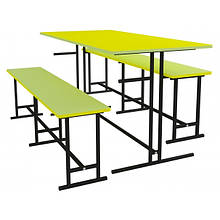 Обідній комплект для шкільної їдальні (стіл і дві лавки). Меблі для їдалень