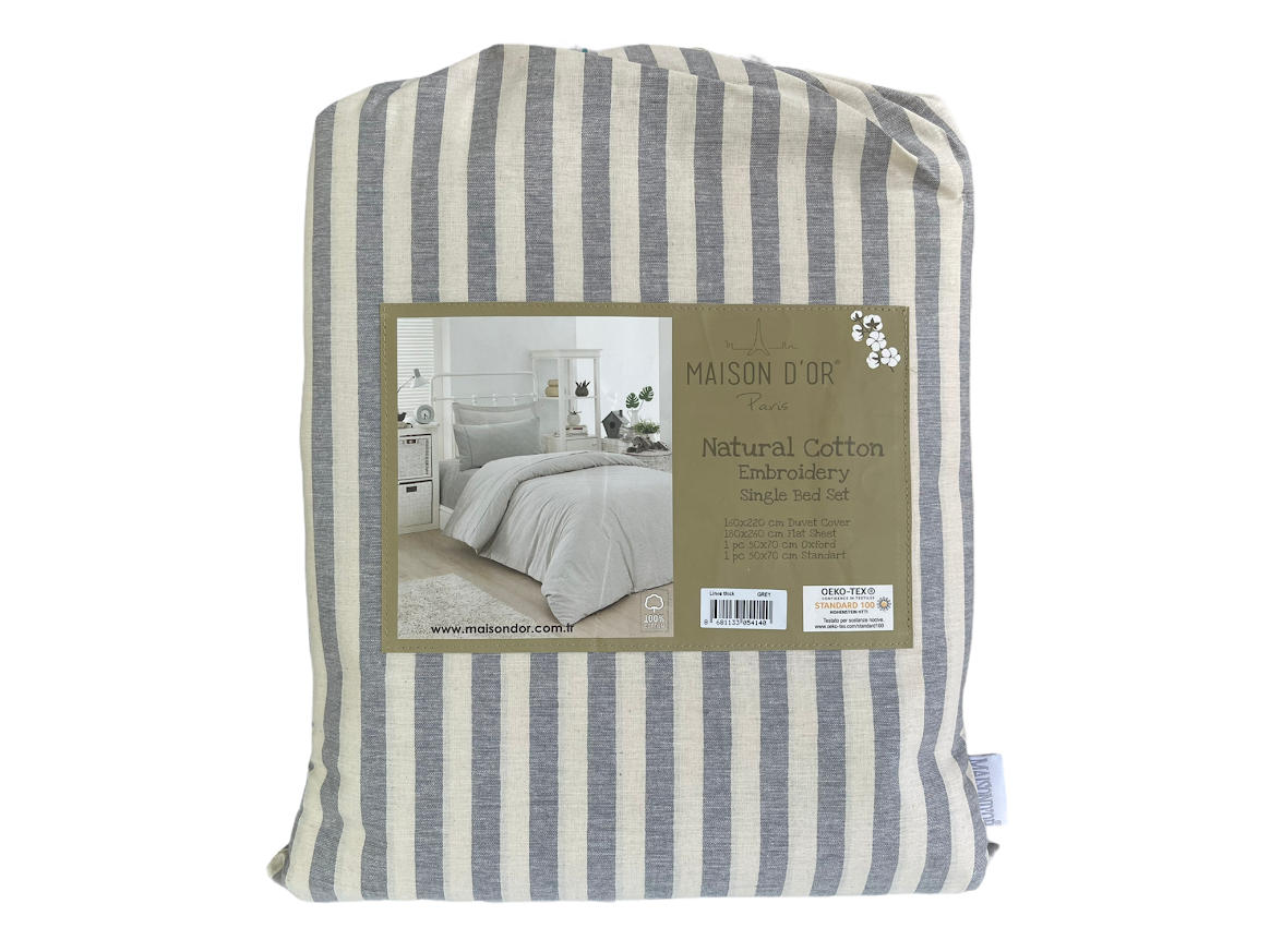 Комплект постільної білизни Maison D'or Lines Thick Grey бавовна 220-200 см сірий