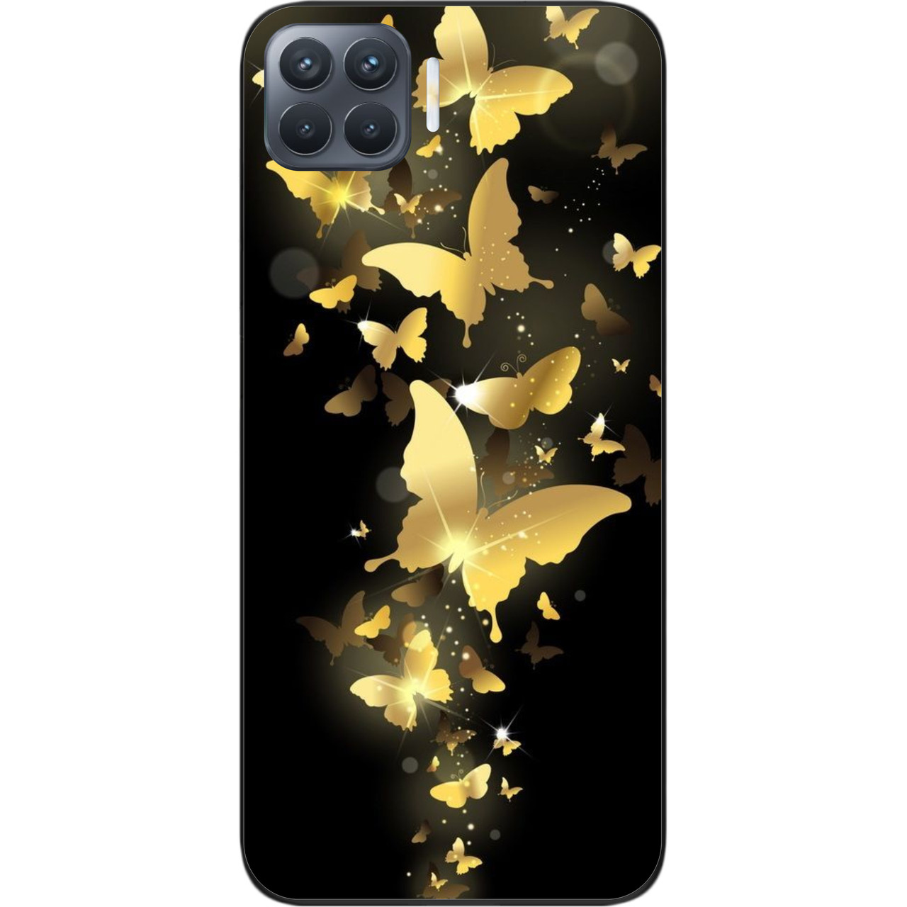 Силіконовий чохол для OPPO Reno 4 Lite з картинкою Золоті метелики, фото 1