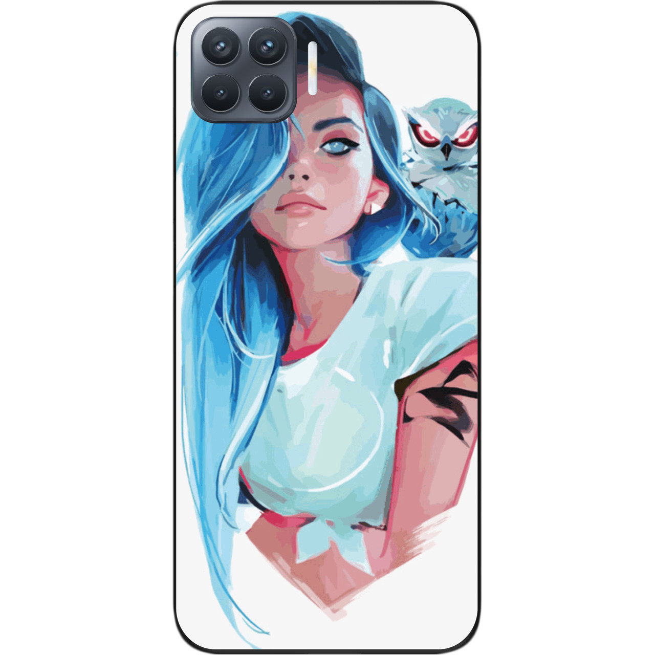 Силіконовий чохол для OPPO Reno 4 Lite з картинкою Дівчина з совою, фото 1