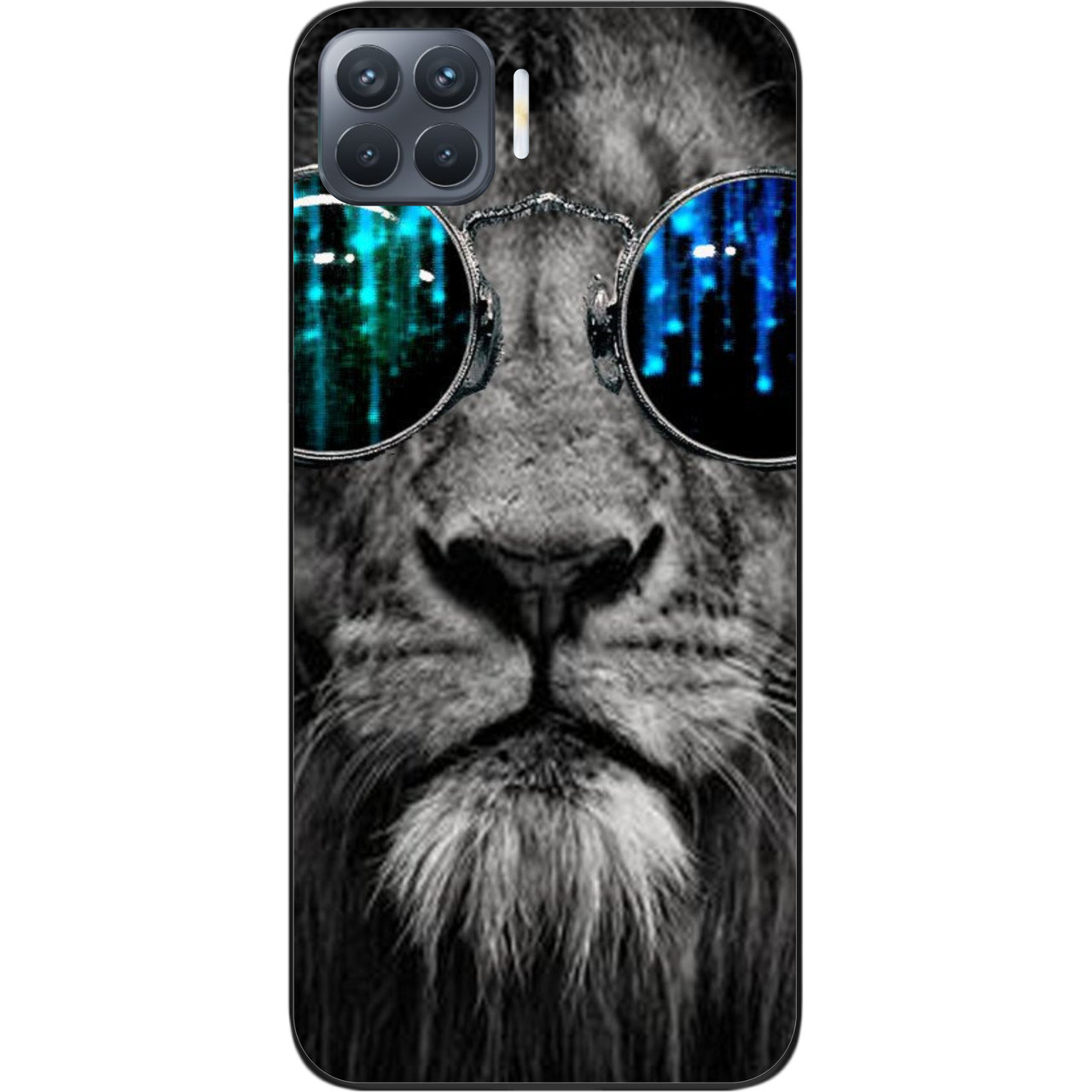 Силіконовий чохол для OPPO Reno 4 Lite з картинкою Лев в окулярах, фото 1