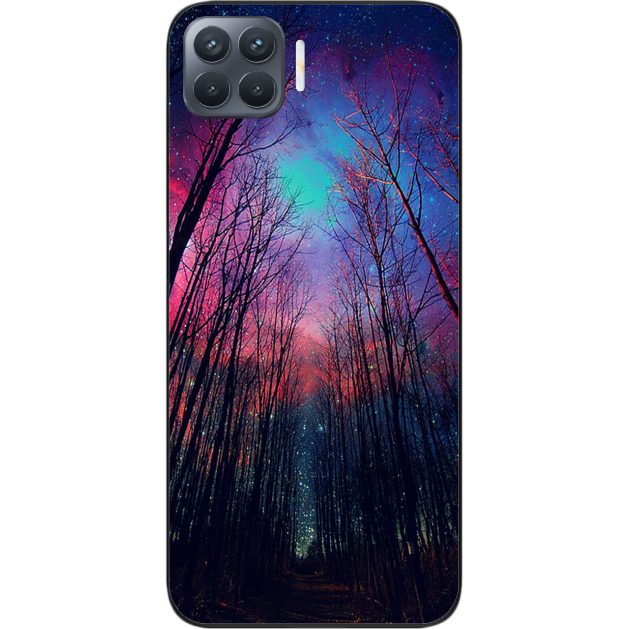 Чохол силіконовий для OPPO Reno 4 Lite з картинкою Ліс космічне небо, фото 1