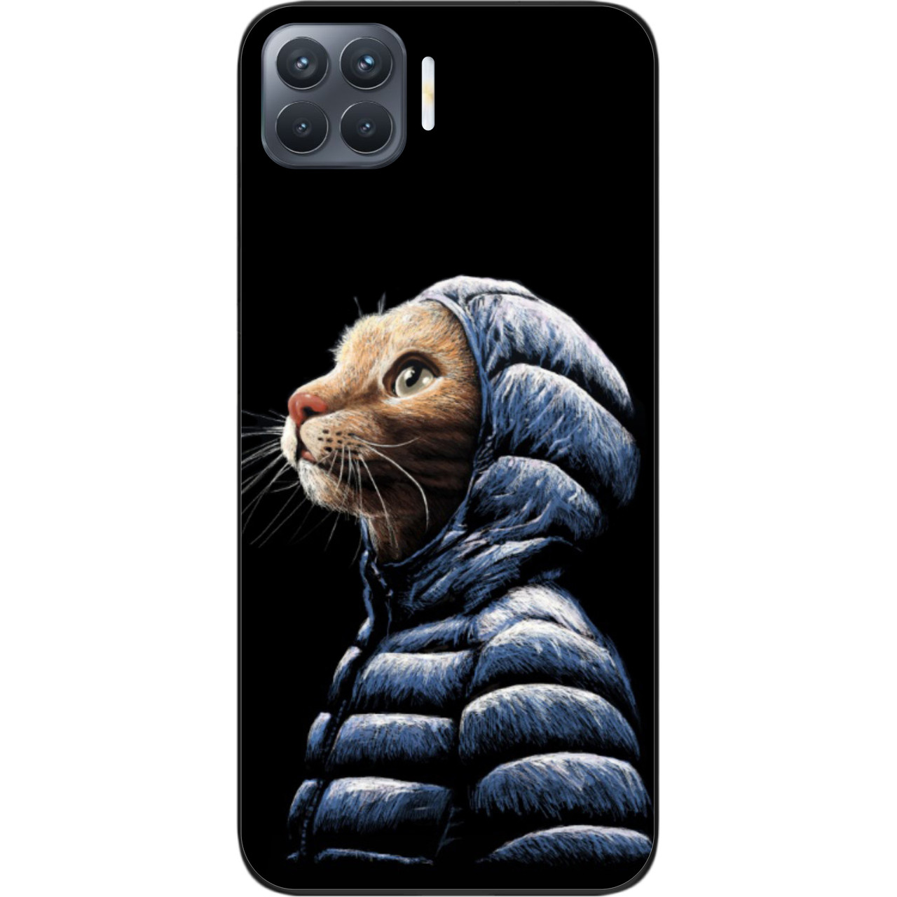 Бампер силіконовий чохол для OPPO Reno 4 Lite з картинкою Кіт у куртці, фото 1