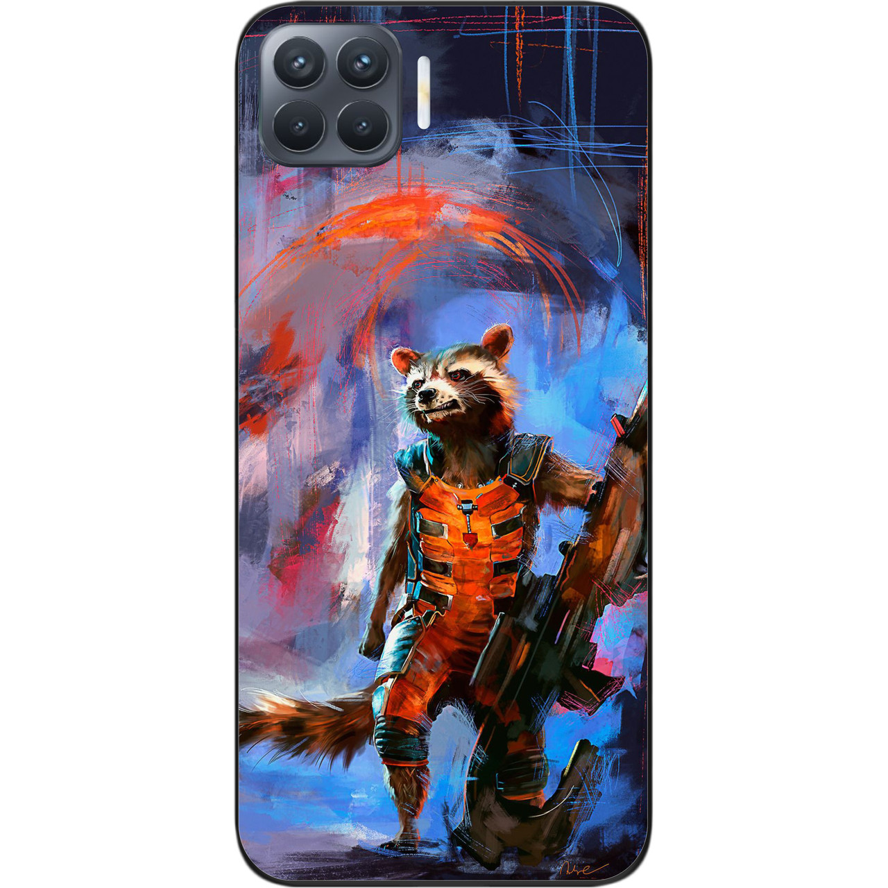 Бампер силіконовий чохол для OPPO Reno 4 Lite з картинкою Єнот ракета, фото 1