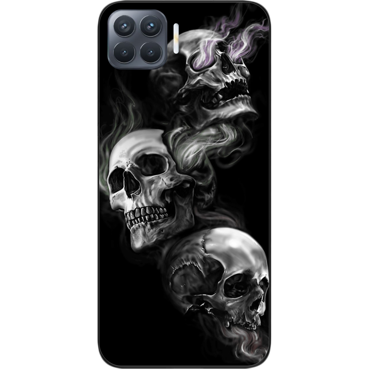 Бампер силіконовий чохол для OPPO Reno 4 Lite з картинкою Три черепа, фото 1