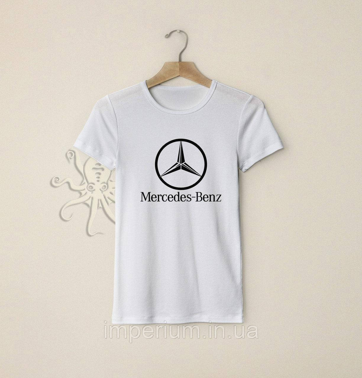 Біла футболка з логотипом mercedes benz