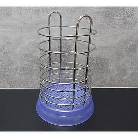 Сушарка для столових приладів (кругла) з нержавіючої сталі з пластиковою тацею А-Плюс 1183 синя