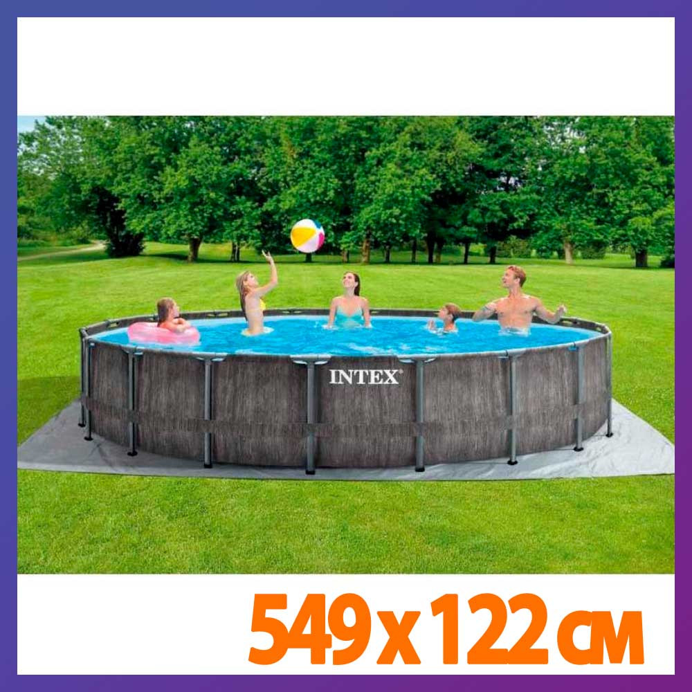 Круглий сімейний каркасний басейн Intex 26744 (549х122 см) зі сходами та фільтр насосом
