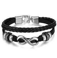 Набір шкіряних чоловічих браслетів — чоловічий браслет "Біскінченність"