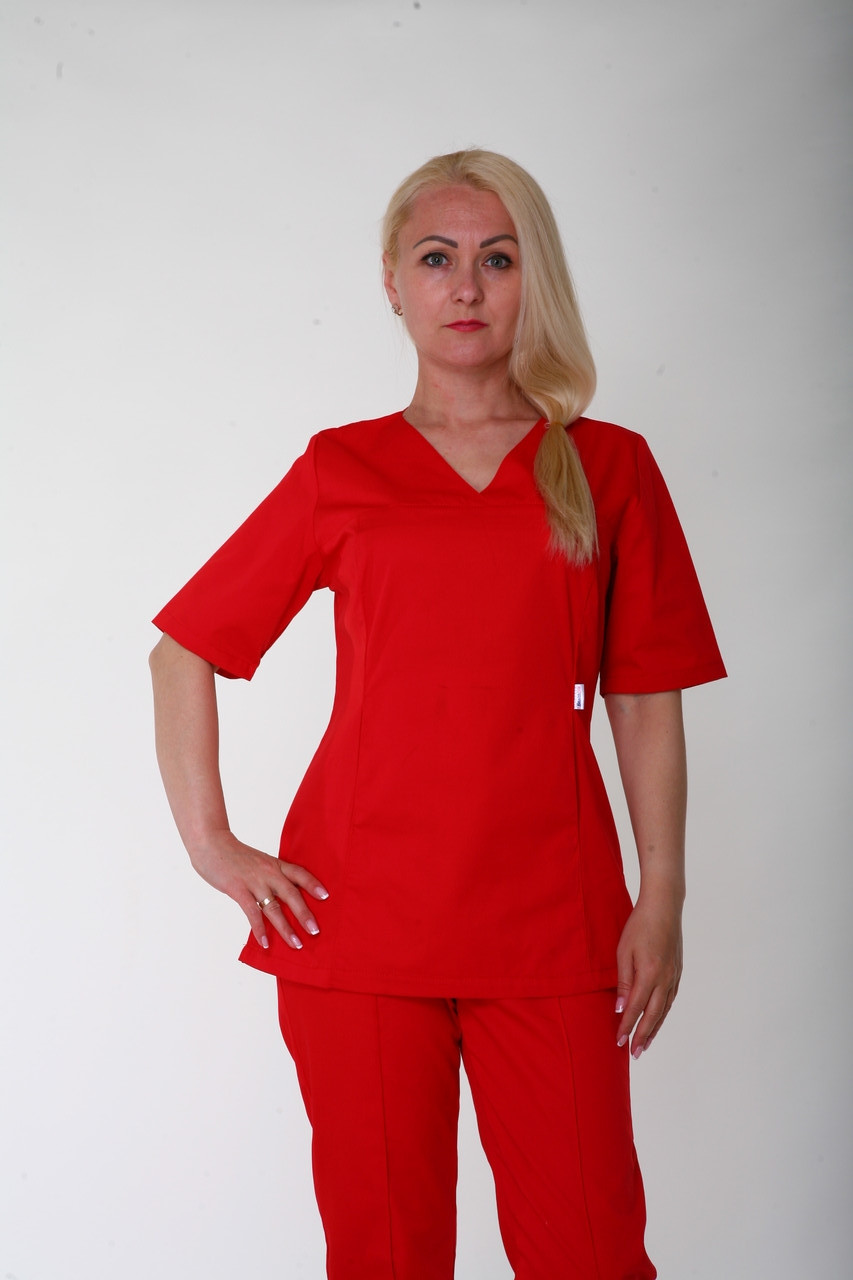 Хірургічний медичний костюм жіночий червоного кольору