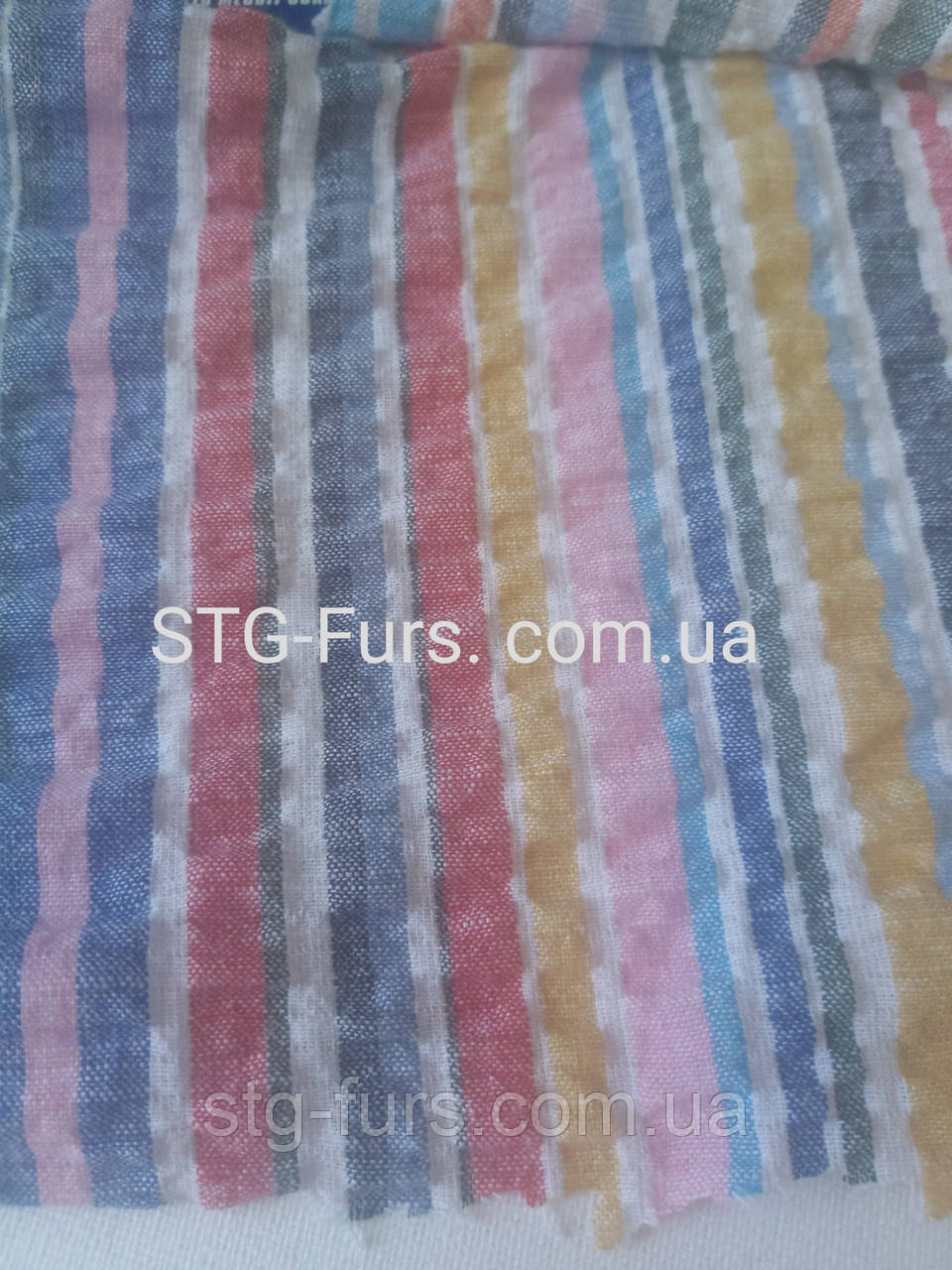 Рубашечная ткань жатка полоска Разноцветная - фото 1 - id-p1440563623