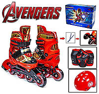 Комплект детские ролики раздвижные и защита Marvel Iron Man 27-30