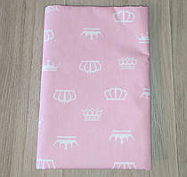 Велика пелюшка багаторазова тканинна дитяча з натуральної турецької тканини 120*90 см рожева з коронами