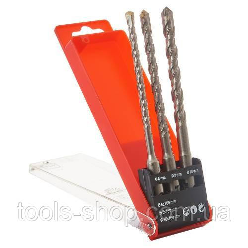 Набір бурів Vitals Master SDS-Plus 3 шт. 6,8,10 мм х 160мм, бетон, камінь, цегла, фото 1