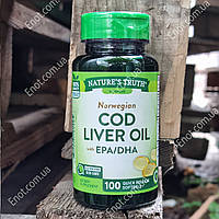 Масло печени трески Nature's Truth Cod liver Oil with EPA / DHA 100 гелевых капсул