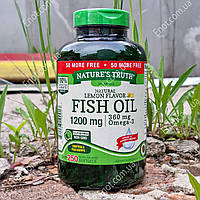 Рыбий жир Nature's Truth Fish Oil 1200 мг (360 мг Omega-3) Лимонный вкус 250 гелевых капсул