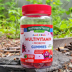 Вітаміни + Пробіотик для дітей Nature's Truth Multivitamin + Probiotic Gummies 60 жувальних цукерок