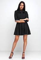 Симпатичное легкое платье А-силуэта с резинкой по талии и завязками на шее XL, Черный
