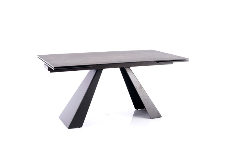 Стіл обідній Salvadore Ceramic метал Чорний, скло/кераміка Сірий імітація мармуру 160-240х90 (SignalTM)