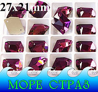 Пришивные стразы космик Fuchsia 27х21мм ювелирное стекло фуксия премиум ломанный ромб пурпур Premium