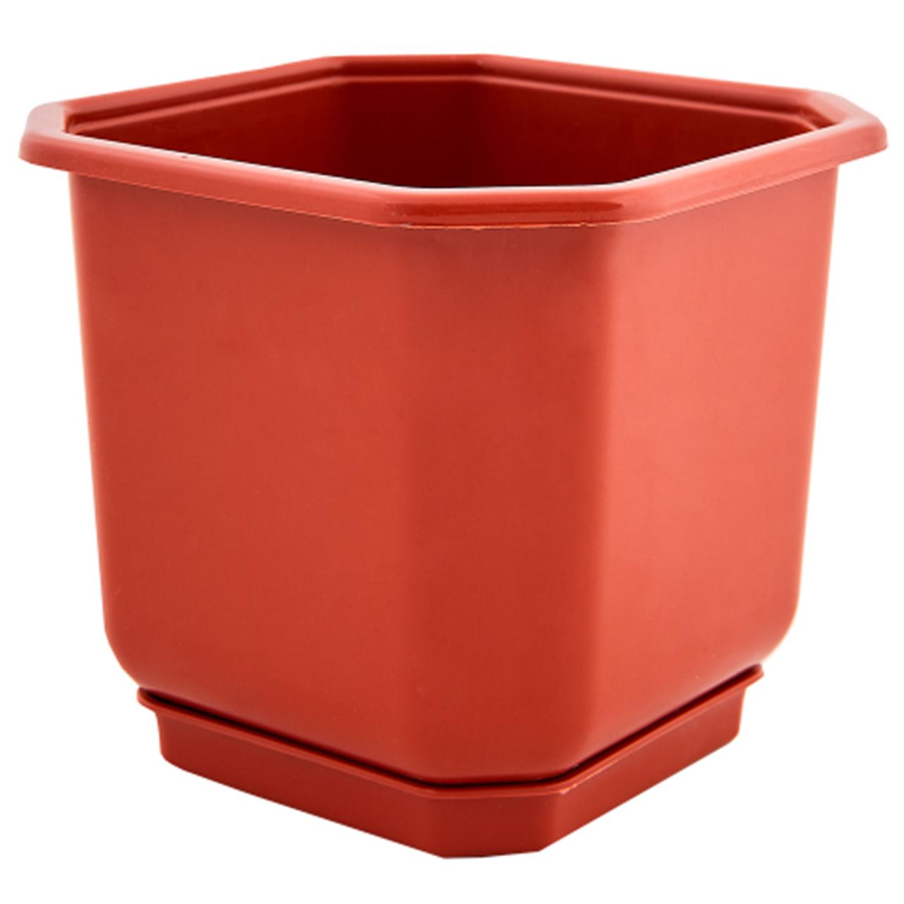 Вазон Дама квадратний з підставкою 20х20 см 4 л теракот Алеана, фото 1