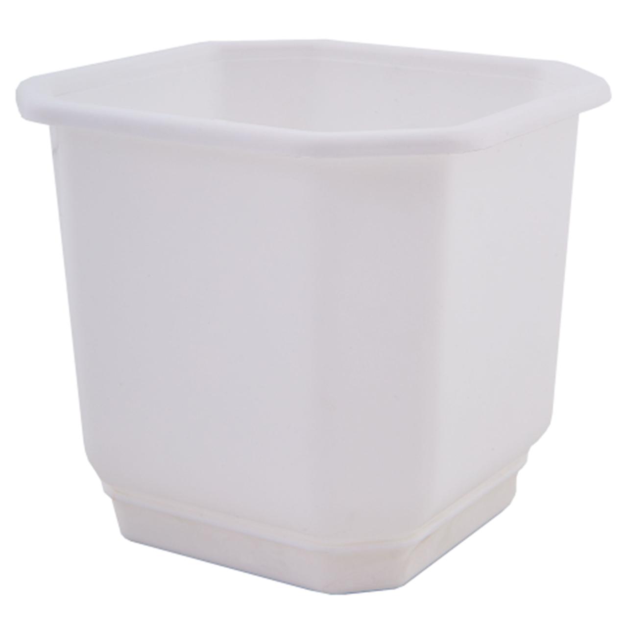 Вазон Дама квадратний з підставкою 12х12 см 0.8 л, білий Алеана, фото 1