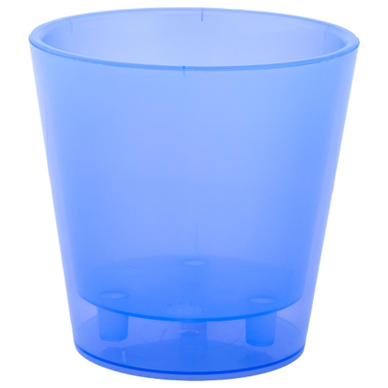 Вазон Деко круглий з вставкою 13х12.5 см 1.1 л прозоро-фіолетовий Алеана, фото 1