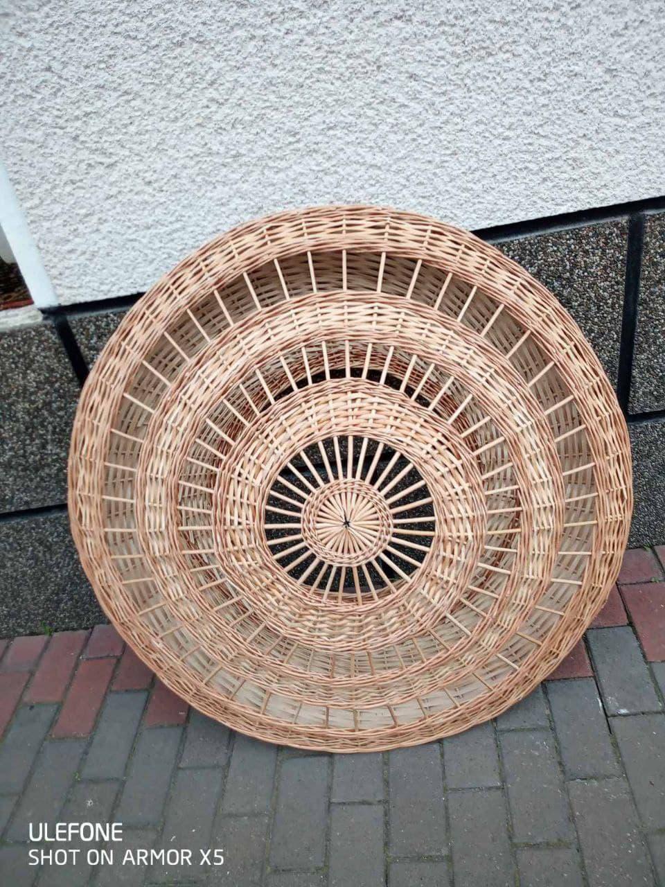 Люстра з лози плетена плоска велика