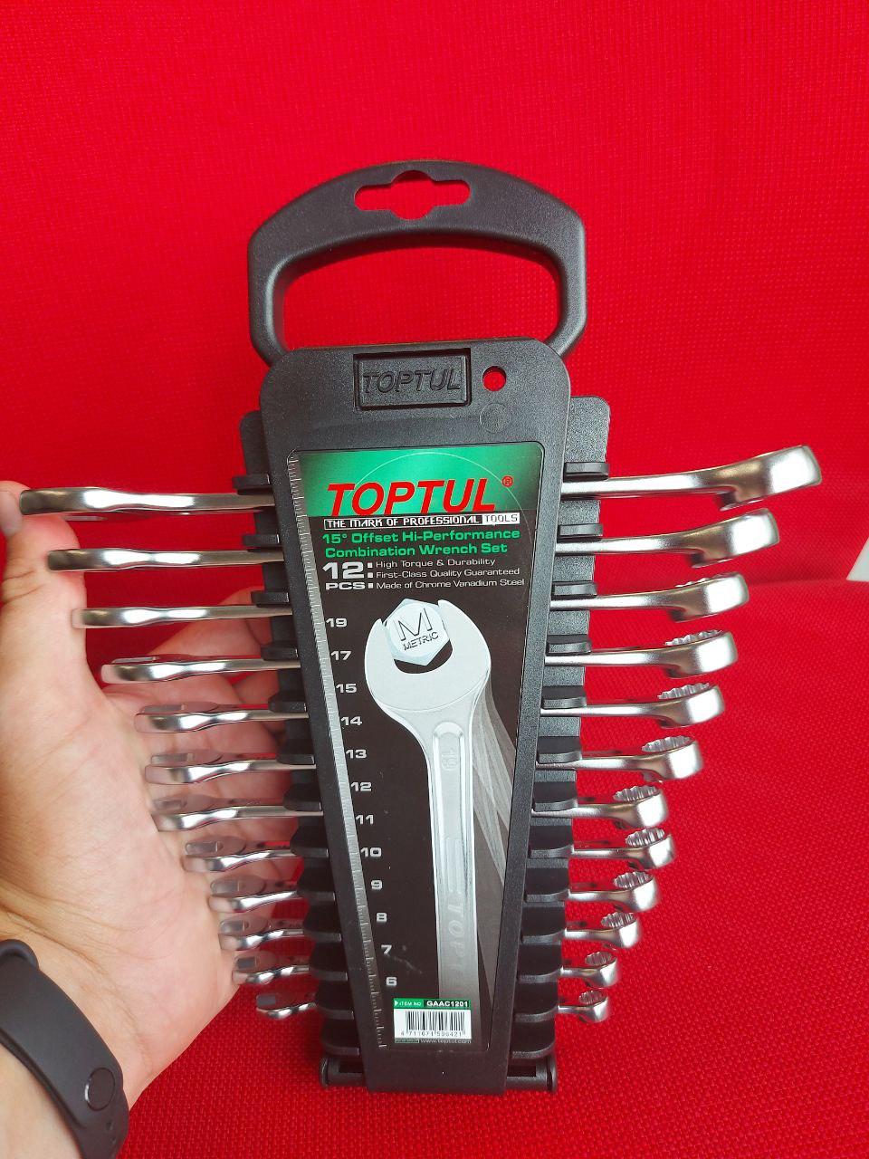 Набір ключів гайкових, комбінованих, рожково-накидних, інструменту для автомобіля на холдере 12 шт. (6-19)