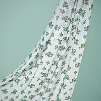 Ткань шифон принт троянда молоко зелений