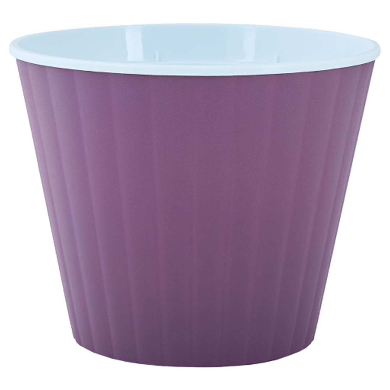 Вазон Ібіс круглий подвійний 17.9х14.7 см 2.4 л фіолетовий-білий Алеана, фото 1