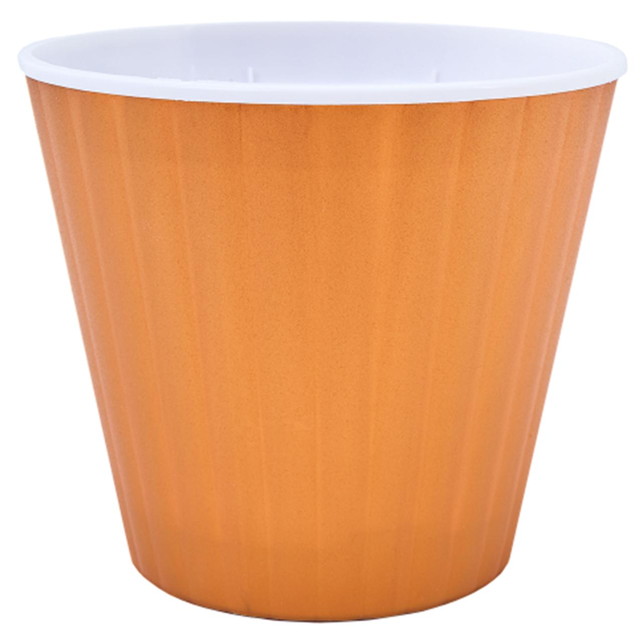 Вазон Ібіс круглий подвійний 17.9х14.7 см 2.4 л бронзовий-білий Алеана, фото 1