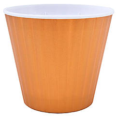 Вазон Ібіс круглий подвійний 13х11.2 см 0.86 л бронзовий-білий Алеана