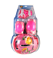 Детской комплект защиты Youyi для катания на роликах со шлемом (розовый)